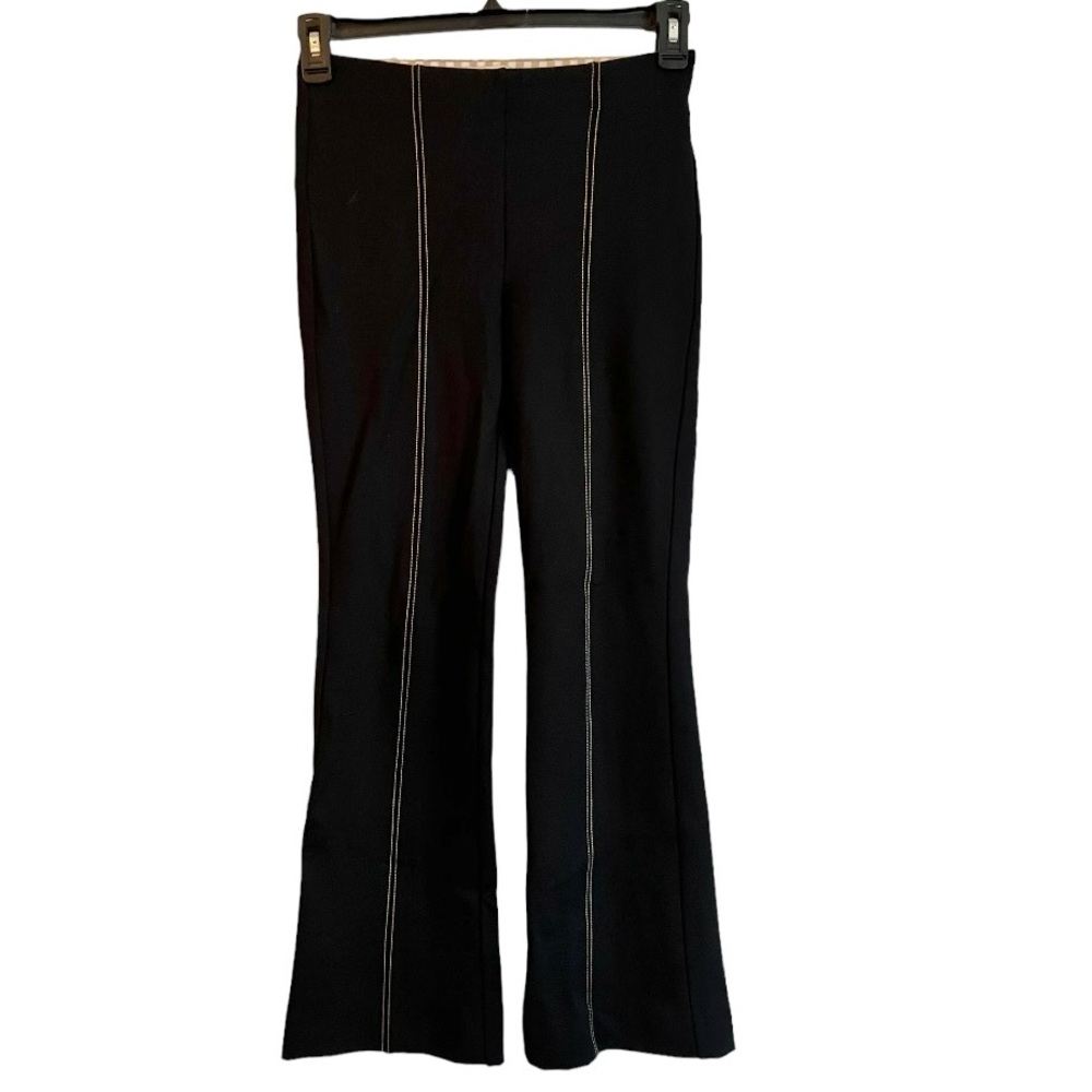 Anthropologie Crop Flare Pants Women’s Sz XS Black with Cream Accent Stitching